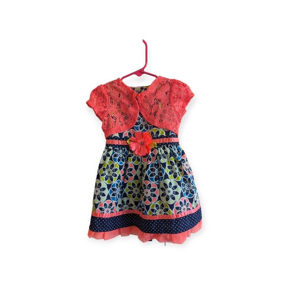 Sugah & Honey Spring Dress With Cardigan Youth Girls Kids 2T Blue Pink 2 Piece - Picture 2 of 8